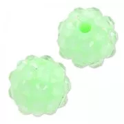 Perline di resina con strass 12 mm Crystal/Chrysolite x5