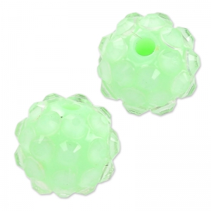 Perline di resina con strass 12 mm Crystal/Chrysolite x5