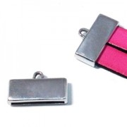 Terminale per cordoncino piatto 20 mm 23x13 mm Placcatura argento antico x1
