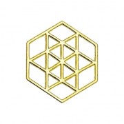 Separatore esagono 15 mm in Argento 925 Dorato con oro fino x1|raw }}