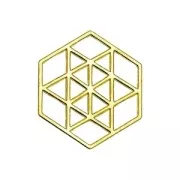 Separatore esagono 15 mm in Argento 925 Dorato con oro fino x1