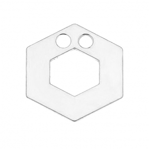 Pendente 2 fori esagono 14 mm in Argento 925 x1