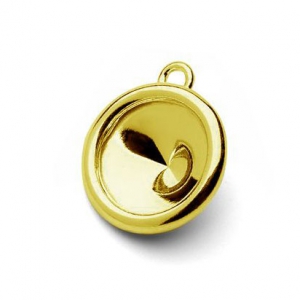 Castone pendente da incollare 1122 10 mm in Argento 925 Dorato con oro fino x1