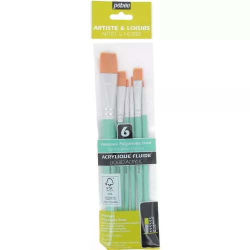 Set di 6 pennelli poliamide piatti Pébéo