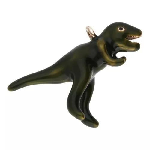 Pendente Dinosauro T-Rex 20x28 mm in resina epossidica - Acciaio inossidabile 304L Dorato - Verde x1