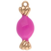 Ciondolo 20x7 mm in resina epossidica - Acciaio inossidabile 304L Dorato - Rosa x1