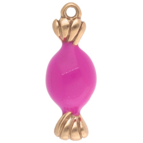 Ciondolo 20x7 mm in resina epossidica - Acciaio inossidabile 304L Dorato - Rosa x1