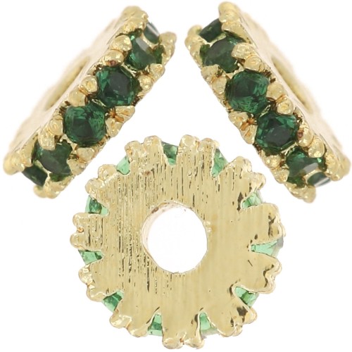 Perla rotonda da 4,5 mm con ossidi di zirconio - Dorato con oro fino - Verde x1