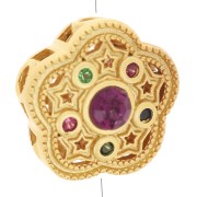 Perla a fiore con motivo a stella da 12 mm con ossidi di zirconio - Dorato con oro fino x1|raw }}