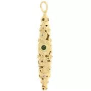 Pendente etnico a tubo 45x5 mm con ossidi di zirconio - Dorato con oro fino x1