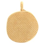 Ciondolo rotondo irregolare con motivo a occhio 14 mm in resina epossidica - Dorato con oro fino - Bianco