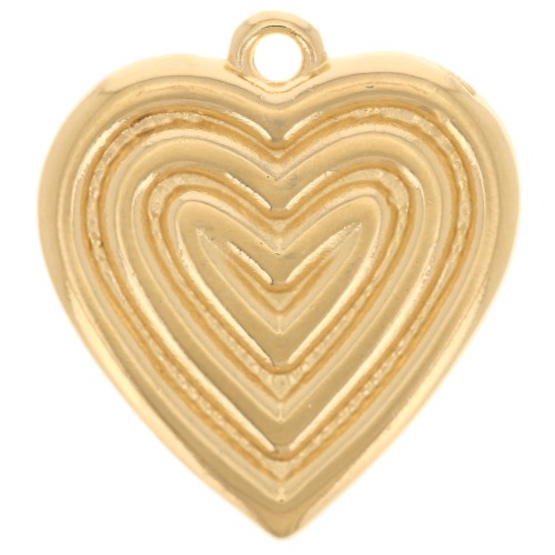 Pendente a cuore 22x20 mm - Dorato con oro fino x1