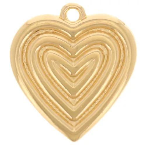 Pendente a cuore 22x20 mm - Dorato con oro fino x1