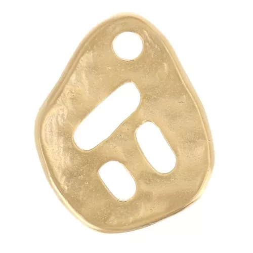 Ciondolo irregolare martellato traforato 14x11 mm - Dorato con oro fino x1