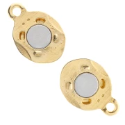 Chiusura magnetica ovale a effetto plissettato 17x10 mm - Dorato con oro fino x1