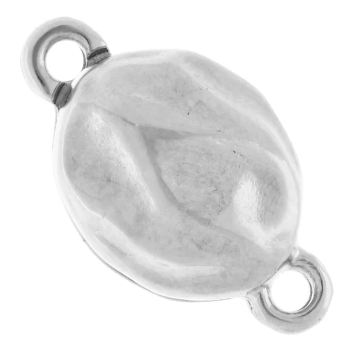 Chiusura magnetica ovale a effetto plissettato 17x10 mm - Placcatura argento fino invecchiato x1
