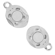 Chiusura magnetica ovale a effetto plissettato 17x10 mm - Placcatura argento fino invecchiato x1