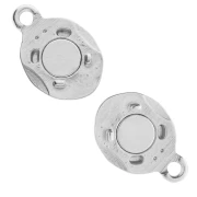 Chiusura magnetica ovale a effetto plissettato 17x10 mm - Placcatura argento fino invecchiato x1