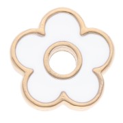 Pendente a forma di fiore di 11 mm in resina epossidica - Dorato con oro fino - Bianco x1