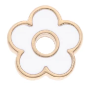 Bianco - Pendente a forma di fiore di 11 mm in resina epossidica - Dorato con oro fino - Bianco x1 Pendente a forma di fiore di 11 mm in resina epossidica - Dorato con oro fino - Bianco x1