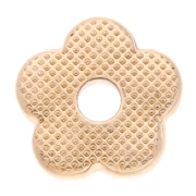 Pendente a fiore da 11 mm in resina epossidica - Dorato con oro fino - Brillantini grigi x1