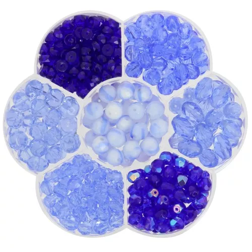 Set di perle di Preciosa con scatola di fiori - Blu x1
