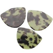 Pendente geometrico in acetato 35x45 mm - Tartaruga - Verde scuro - Nero