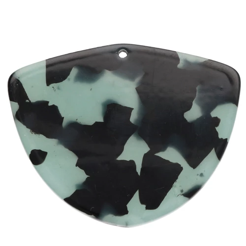 Pendente geometrico in acetato 35x45 mm - Blu tartaruga - Nero x1