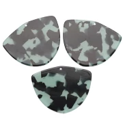 Pendente geometrico in acetato 35x45 mm - Blu tartaruga - Nero x1