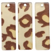 Pendente rettangolare 27x8 mm in acetato - Leopardo beige - Marrone x1