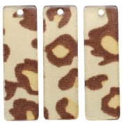 Pendente rettangolare in acetato 27x8 mm - Leopard Beige - Marrone x1