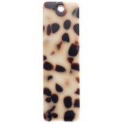 Pendente a forma di rettangolo in acetato 27x8 mm - Marrone screziato - Crema x1|raw }}