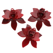 Pendente a rilievo a forma di fiore in acetato 37x41 mm - marmorizzato rosso - nero x1