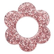 Pendente a forma di fiore in acrilico da 14 mm - Brillantini rosa antico x1|raw }}