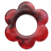 Pendente a forma di fiore in acetato da 14 mm - marmorizzato rosso - nero x1|raw }}