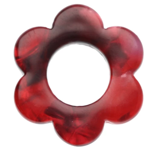 Pendente a forma di fiore in acetato da 14 mm - marmorizzato rosso - nero x1