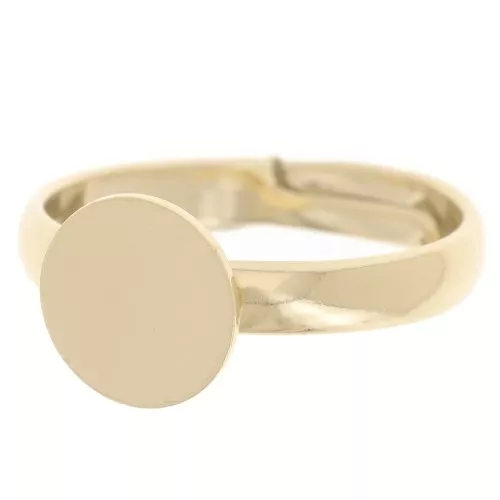 Anello con mezza fascia regolabile T52 a 56 - cabochon 8 mm - placcato oro 3 micron