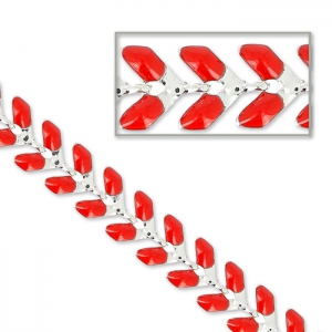 Catena a spina di pesce in resina epossidica 6,3 mm Argento rosso x 20 cm