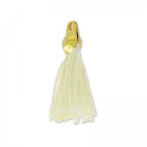 Pompon di cotone 15 mm Avorio/Dorato HQ x1