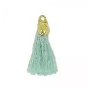 Pompon di cotone 15 mm Mint/Dorato HQ x1