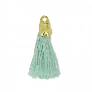 Pompon di cotone 15 mm Mint/Dorato HQ x1