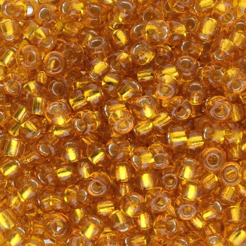 Rocaille Miyuki 8/0 4261 - Argento foderato d'oro ambrato x8g