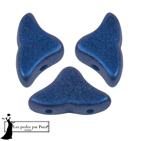 Perle di vetro Helios® di Puca® 6x10mm - Caribbean Blue Metallic Mat x10g