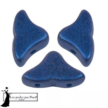 Perle di vetro Helios® di Puca® 6x10mm - Caribbean Blue Metallic Mat x10g