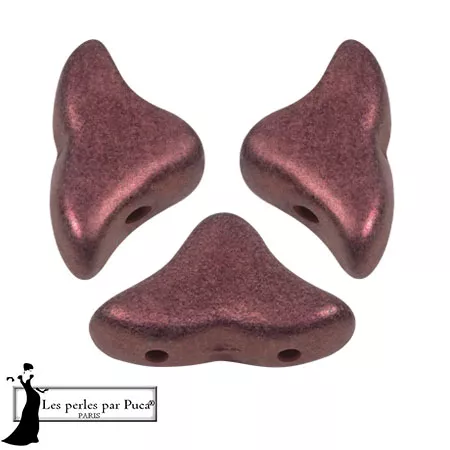 Perle di vetro Helios® di Puca® 6x10mm - Old Red Metallic Mat x10g
