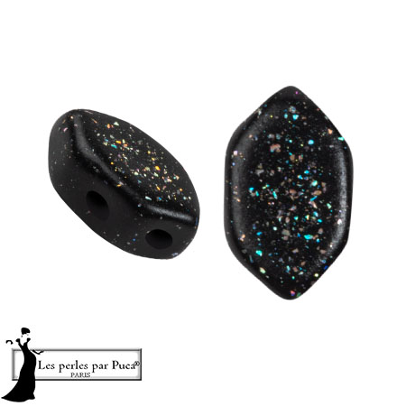 Perle di vetro Perla® di Puca® 7x4 mm - Costellazione nera x10g