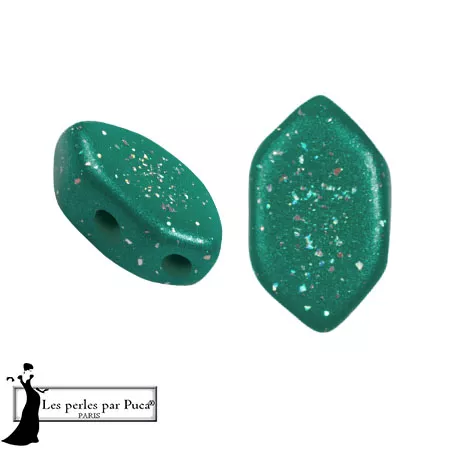 Perle di vetro Perla® di Puca® 7x4 mm - Costellazione verde x10g