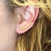 Orecchini spighe 24 mm in Argento 925 dorato x2