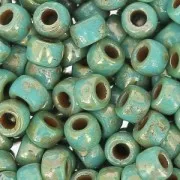 Perla Matubo 7/0 - 3,5 mm Verde turchese Picasso x 10 g