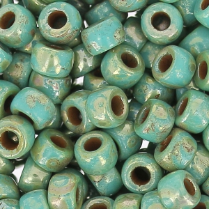 Rocailles Matubo 7/0 - 3.5 mm Green Turquoise Picasso x10g